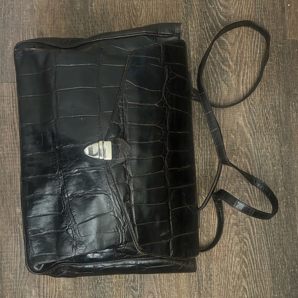 Nordstrom large vintage “crocodile leather”attaché case/briefcase large bag - Picture 3 of 12